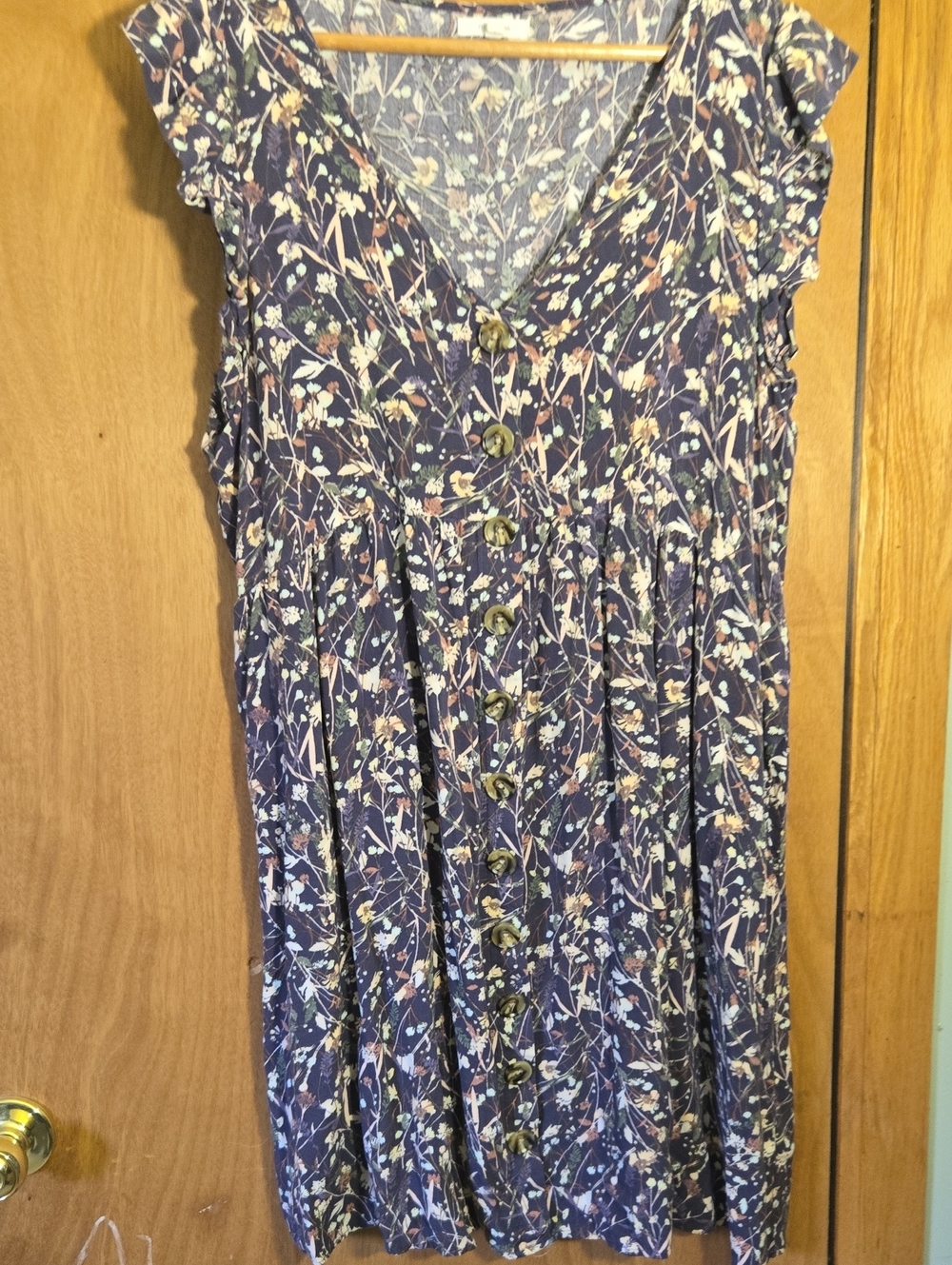 Maurices Navy Floral Button-Front Midi Dress